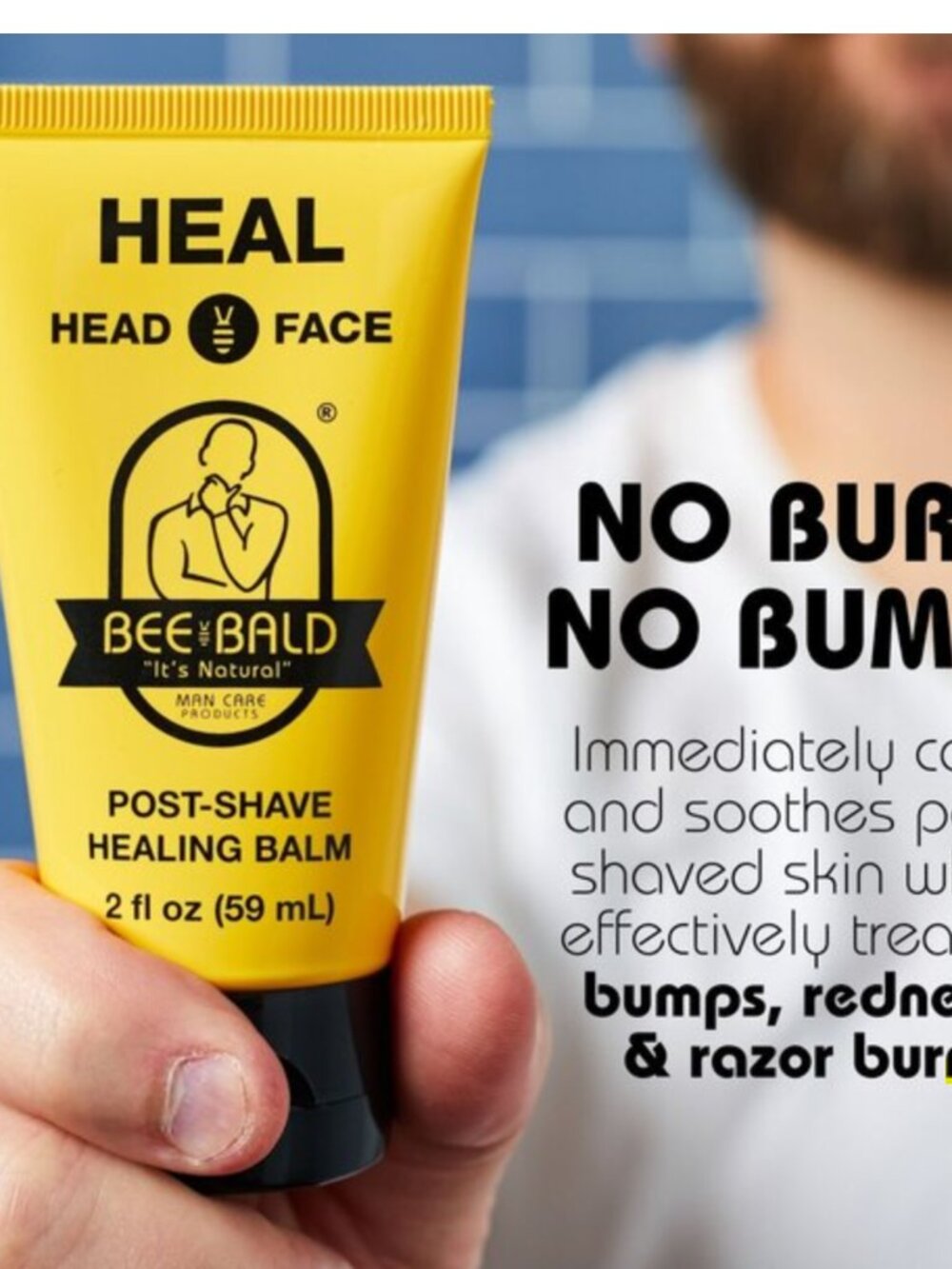 Bee Bald Heal Head & Face Post-Shave Healing Balm, 2 OZ (2 pack) - NWOT - Picture 3 of 4